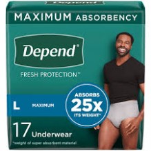 DEPENDS BRIEF MEN LG MAX 17CT