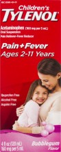 TYLENOL CHILD SUSP 4OZ BUBL GUM