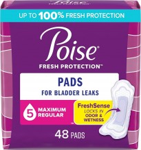 POISE MAXI PADS 48CT REGULAR