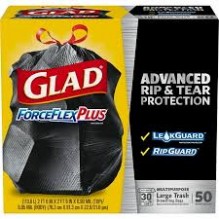 GLAD TRASH BAG FF 30GAL-50CT
