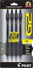 PILOT G2 FINE POINT PEN BLK 4PK