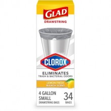 GLAD DRAWSTRING 4 GAL/34CT LEMN