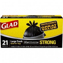 GLAD TRSH BAG QUIK TIE 30G/21CT