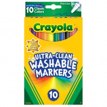 CRAYOLA WASHABLE 10CT CLSC CLRS