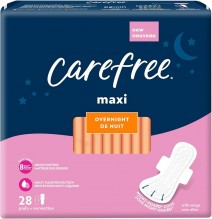 CAREFREE 28CT MAXI O/NGT W/WNGS