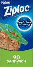 ZIPLOCK SANDWICH BAGS 90 CT