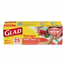 GLAD FOOD STRG ZIP QRT 12/25CT