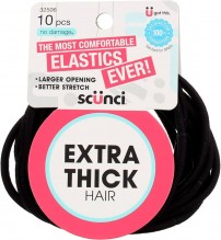 SCUNCI NYLON THK HAIR ELST 10PK