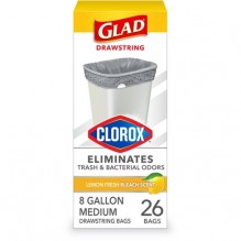 GLAD DRAWSTRING 8 GAL/26CT LEMN