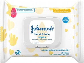 JJ BABY HAND&FACE WIPES 25CT